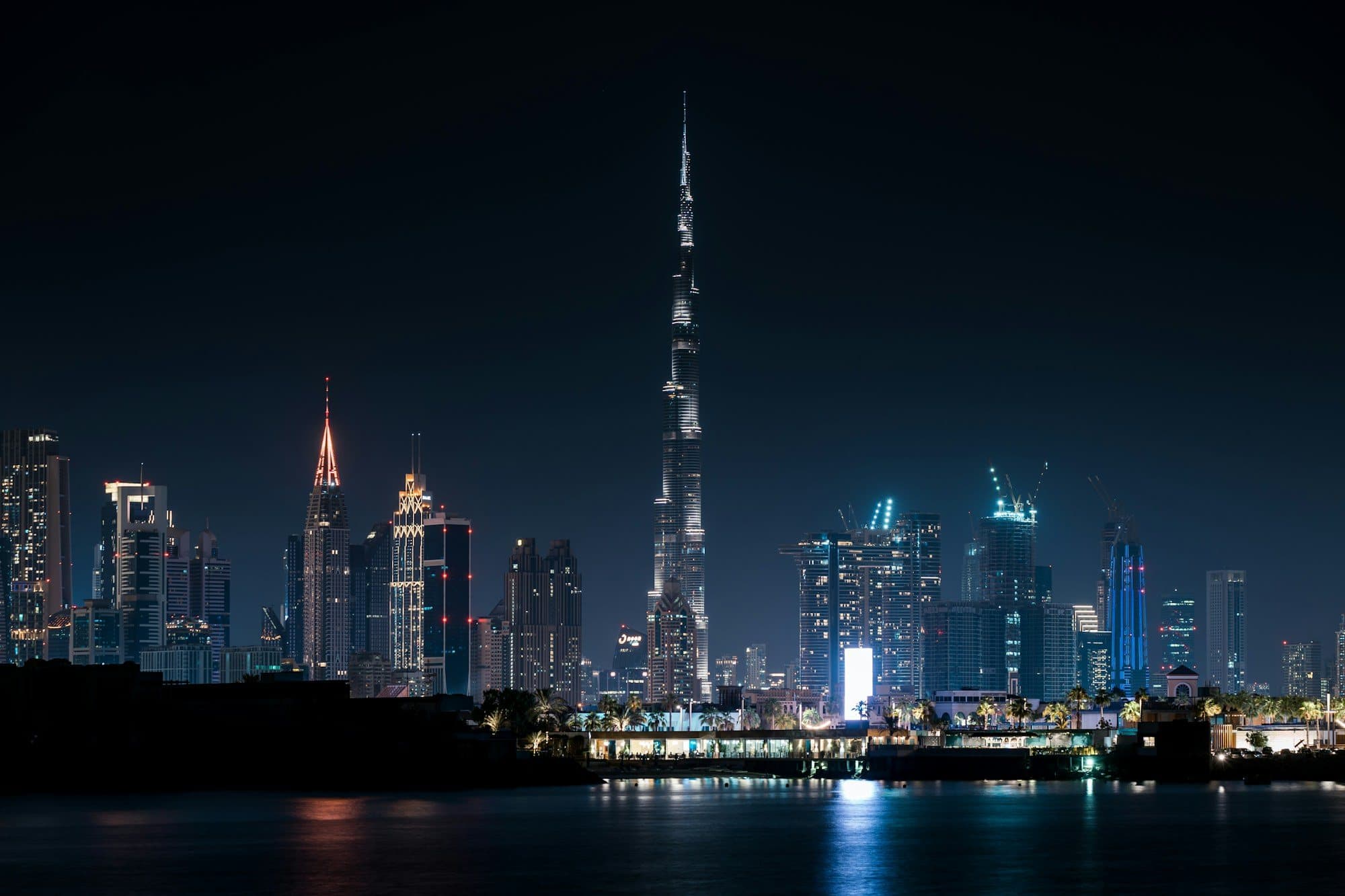 The Dubai skyline at night