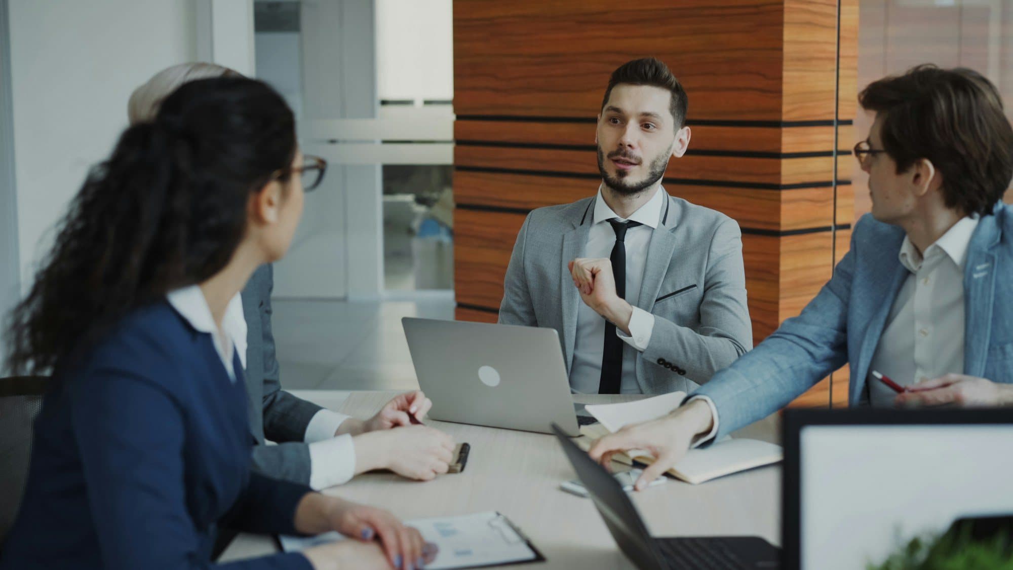 A business meeting around a table